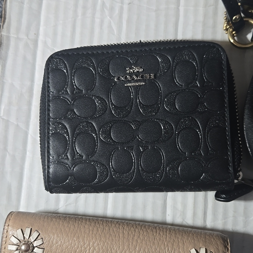 Coach Black Satin Wristlet with Gold Trim - Picture 2 of 10